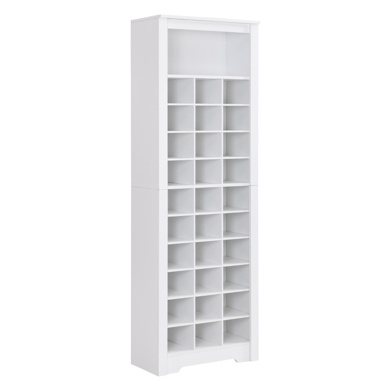 Vinsetto Contemporary Shoe Cabinet with 30 Cubby Compartments, Free Standing Tall Storage Cabinet for Hallway or Bedroom, White