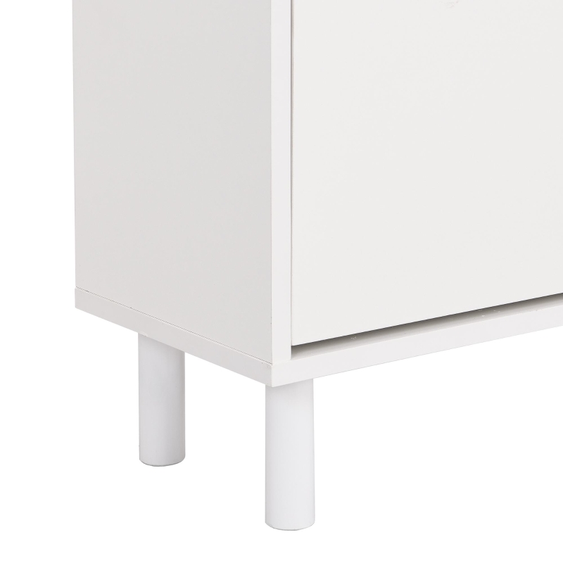 Vinsetto Narrow Design Shoe Cabinet with 3 Flip Drawers, Wood Grain Top, Adjustable Shelves, and 3 Hooks, 31.5" L x 9.5" W x 48" H, White