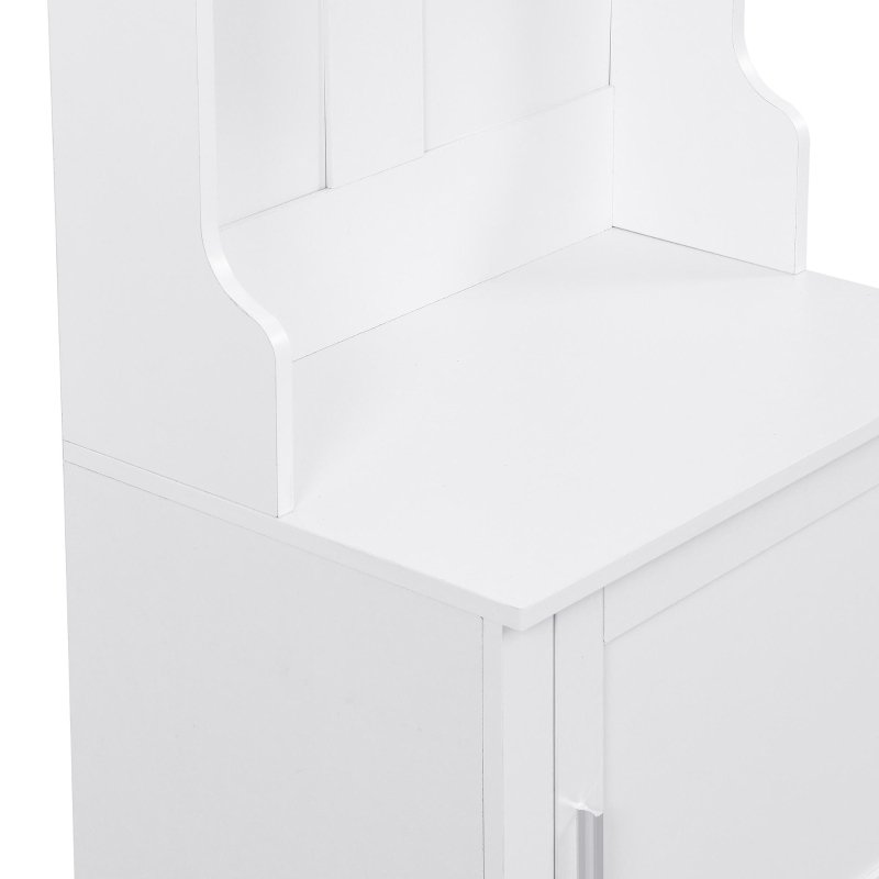 Vinsetto Minimalist Slim Hall Tree with Cabinet & 6 Hanging Hooks, Multi-functional Storage, 24" L x 16" W x 79" H, White