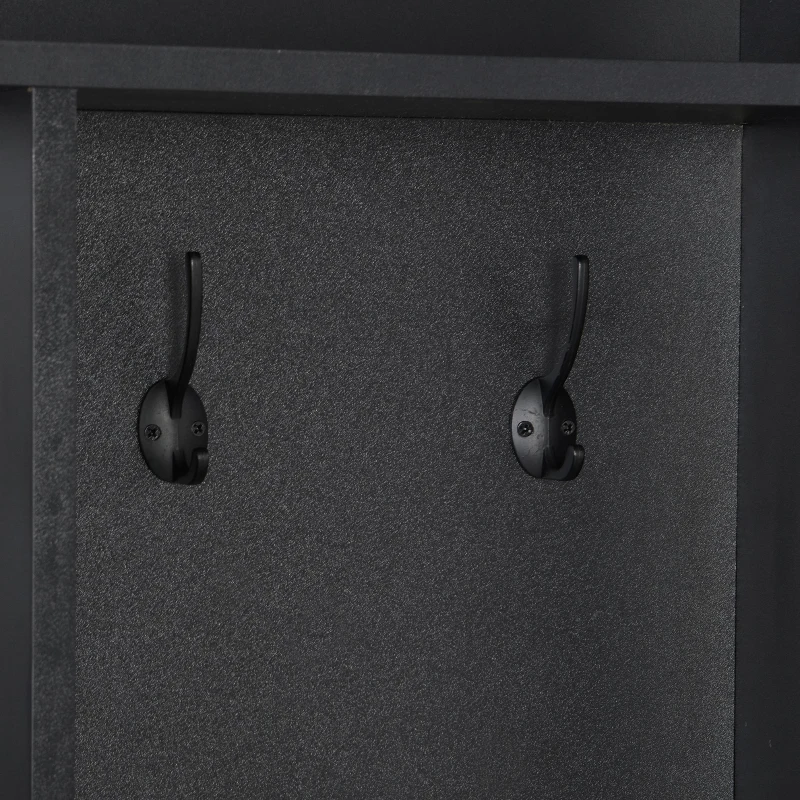 Vinsetto Wide Hall Tree with Storage Bench, Cube Storage, Shelves and 8 Hooks, Multifunctional Coat Rack, Shoe Cabinet, 67" L x 15" W x 72" H, Black