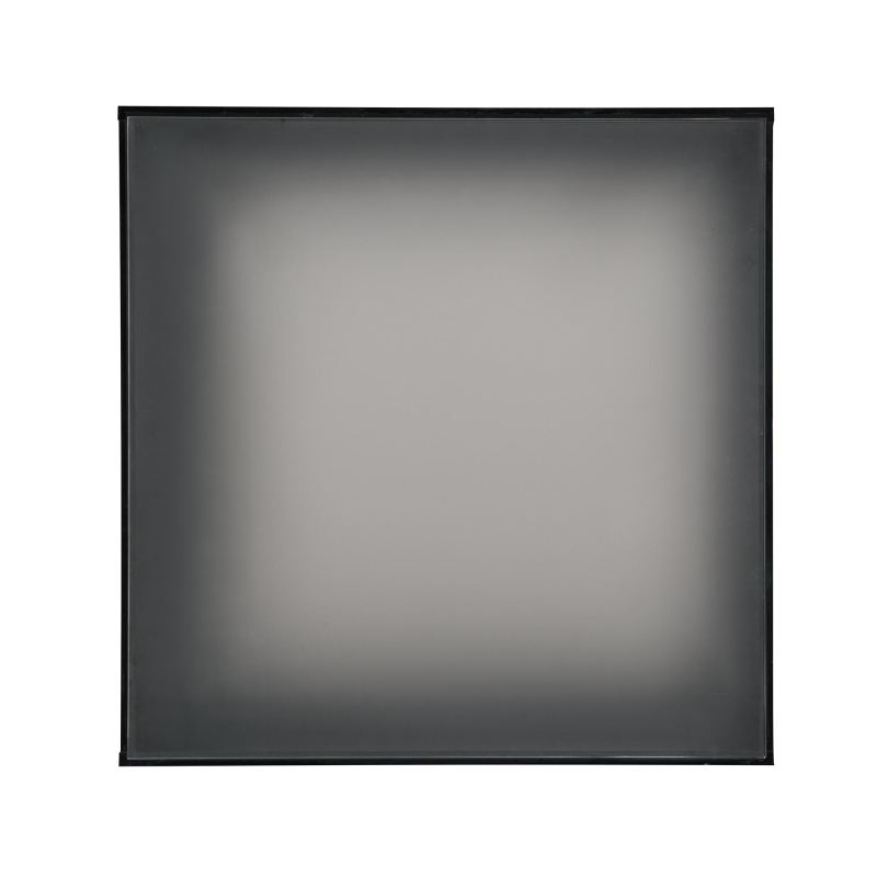 Square High Glossy Coffee Table with 16-Color LED Strip Lights, 0.2'' Glass Top, Modern Center Table for Living Room, 27.5" L x 27.5" W x 14" H, Black