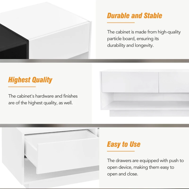 Vinsetto Functional TV Stand with Open and Hidden Storage, Sleek and Stylish TV Stand, Two-Tone Media Console for TVs Up to 80", White