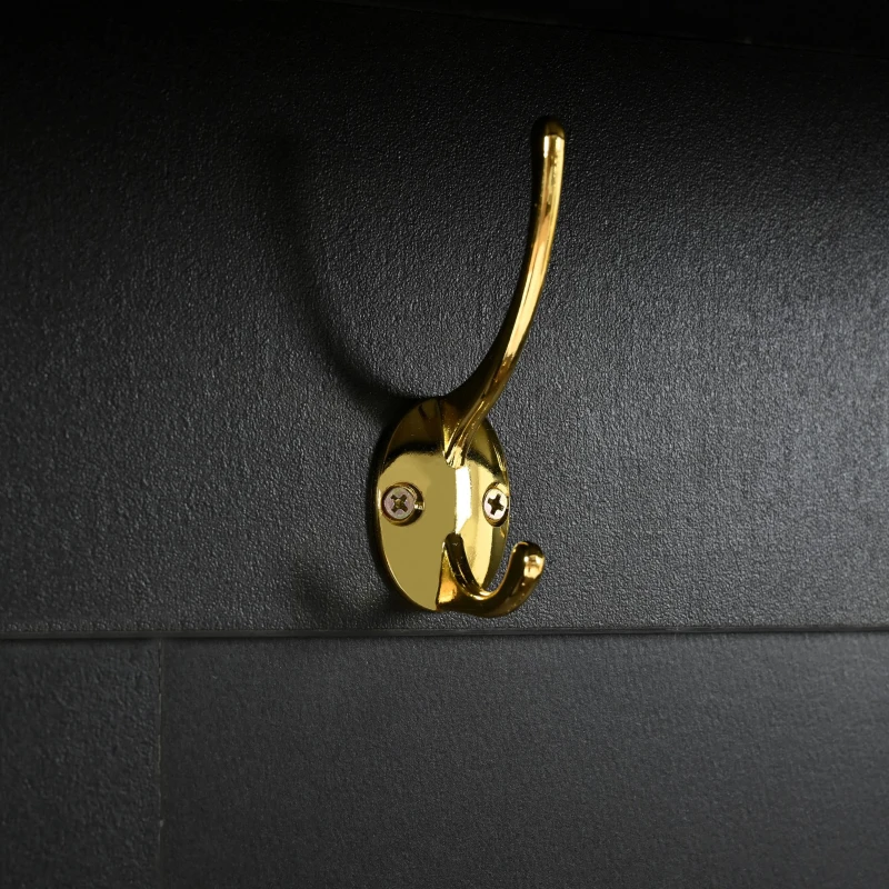 Vinsetto Versatile 4-in-1 Hall Tree with 6 Golden Hooks, Brown Wood Grain Bench, Multiple Storage Spaces, and 2 Drawers, 47" L x 15.5" W x 76.5" H, Black