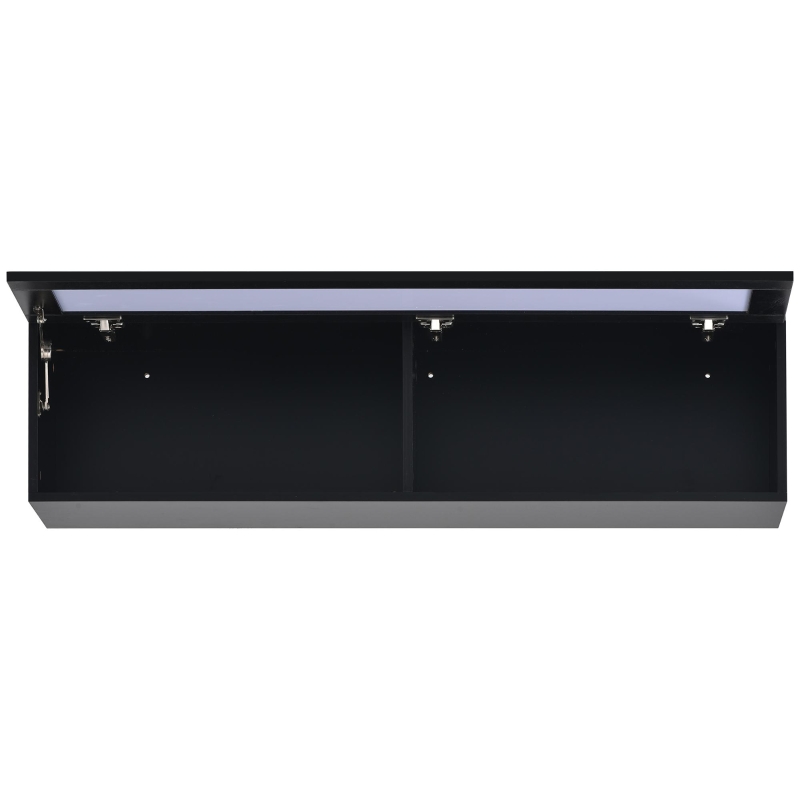 Vinsetto Wall Mount Floating TV Stand with 4 Media Storage Cabinets, 2 Shelves, and 16-Color RGB LED Lights for 95+" TV, Black