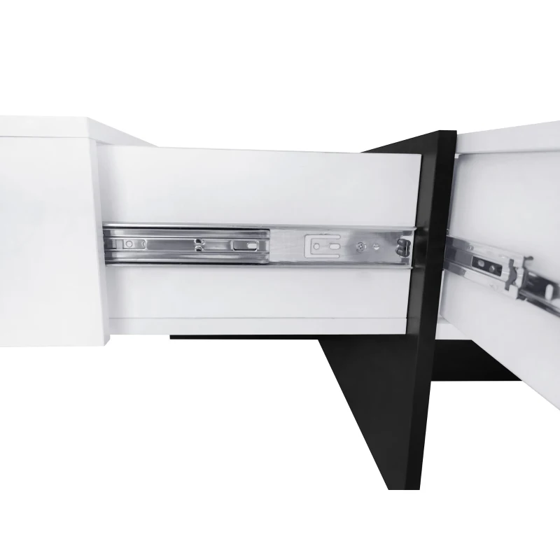 Unique Design Coffee Table with 4 Hidden Storage Compartments, Extendable Sliding Tabletop, UV High-Gloss Finish, 31.5"x 31.5", White