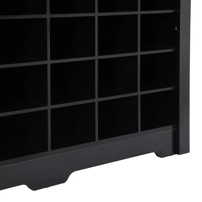 Modern 24-Cubby Shoe Cabinet, Sleek Design with Curved Base, Versatile Sideboard for Hallway, Bedroom, Living Room, Black