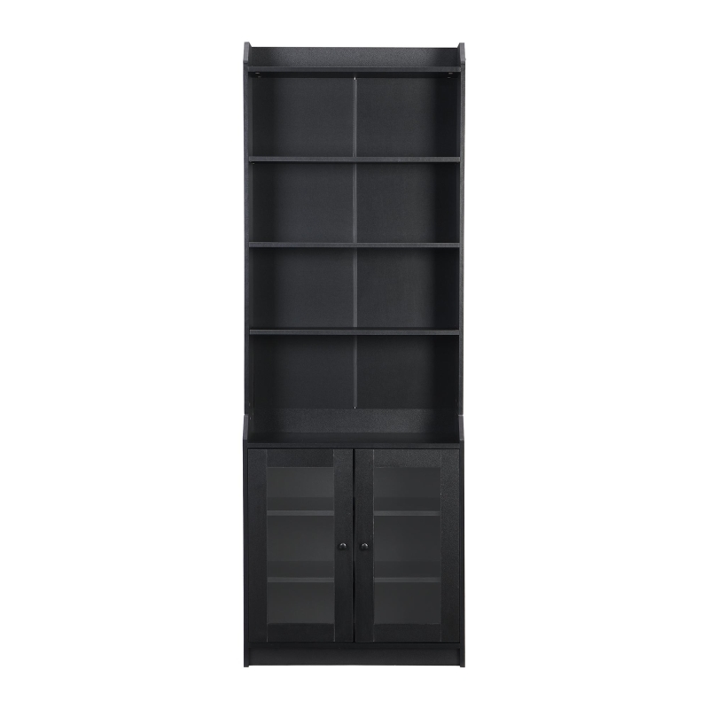 Vinsetto Elegant Tall Cabinet with Acrylic Door, Adjustable Shelves, and Graceful Curves, 27.5" L x 14.5" W x 78.5" H, Black