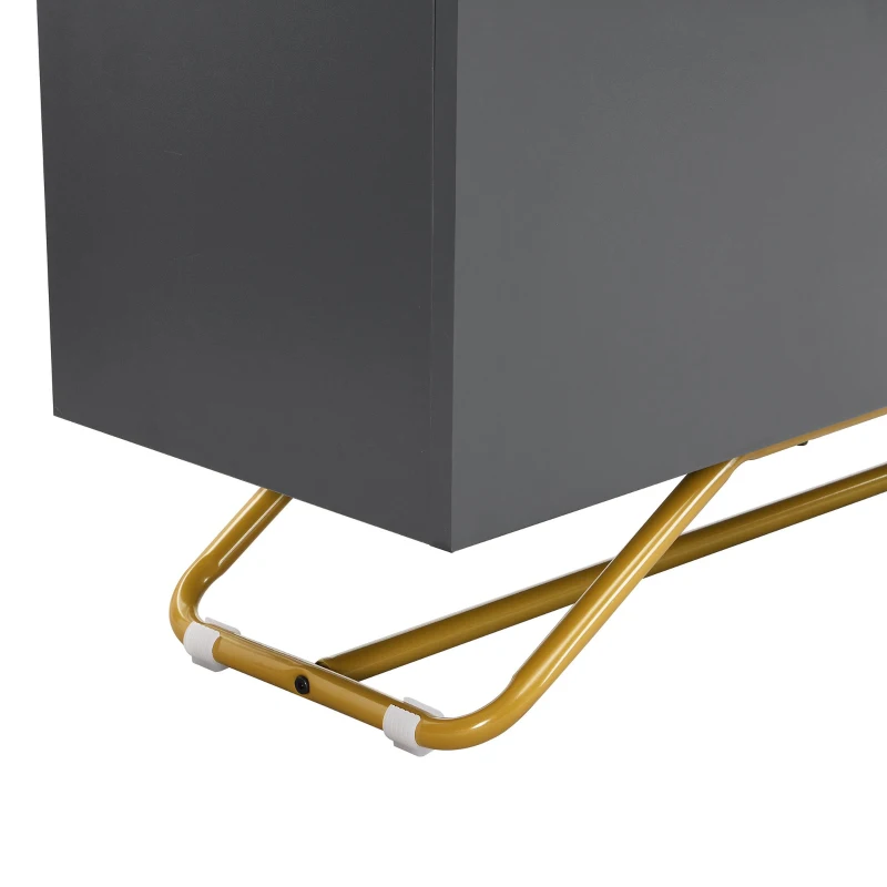 Vinsetto Sleek Design TV Stand with Fluted Glass, Faux Marble Top, Gold Frame Base, Fits TVs Up to 70", 63.5" L x 12.5" W x 19" H, Grey