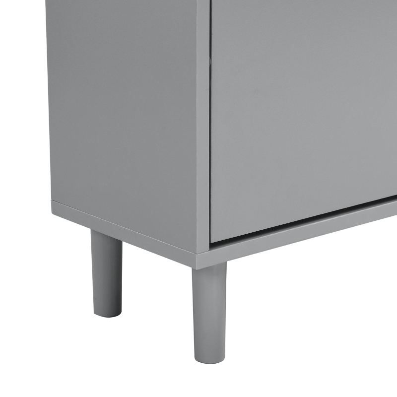 Vinsetto Narrow Design Shoe Cabinet with 3 Flip Drawers, Wood Grain Top, Adjustable Shelves, and Hooks, 31.5" L x 9.5" W x 48" H, Grey
