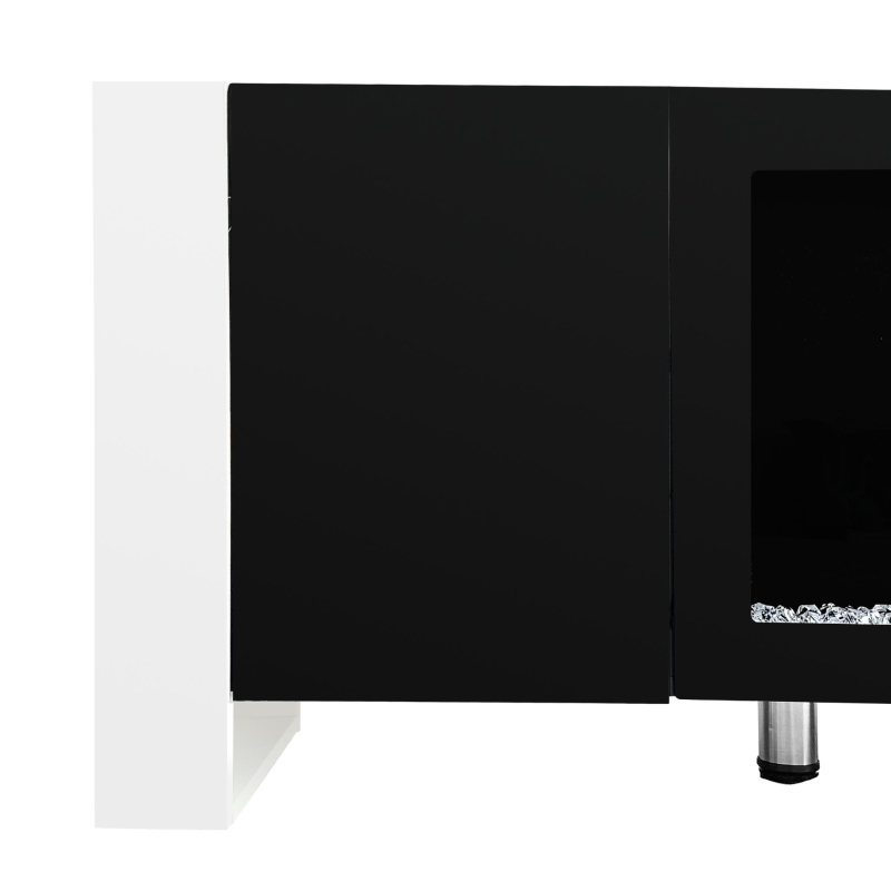 Modern TV Stand for TVs up to 78" with Electric Fireplace, Media Console with Cabinets, Entertainment Center, 68" L x 13.5" W x 21.5" H, Black