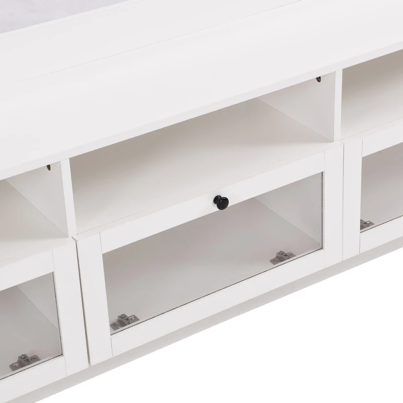 Vinsetto Sleek & Modern TV Stand with Acrylic Board Door, Media Console for TVs Up to 65", Ample Storage Space, 63" L x 12" W x 21.5" H, White