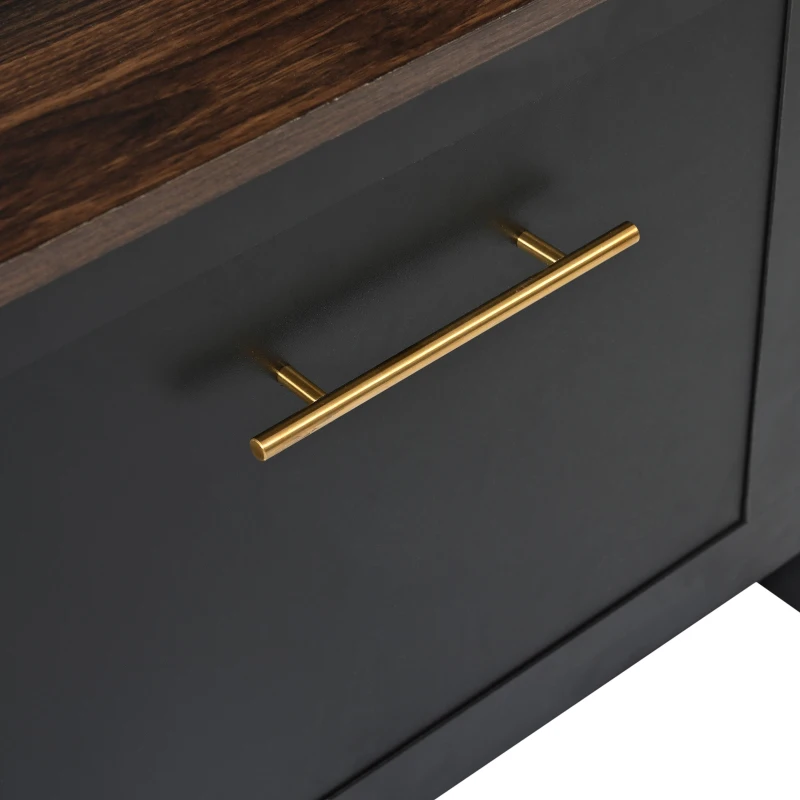 Vinsetto Versatile 4-in-1 Hall Tree with 6 Golden Hooks, Brown Wood Grain Bench, Multiple Storage Spaces, and 2 Drawers, 47" L x 15.5" W x 76.5" H, Black