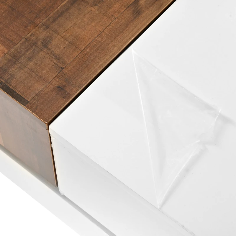Vinsetto 31.5'' Square Coffee Table with Sliding Tabletop, High Gloss Finish, Hidden Storage Compartment, Extendable to 45.5'', White