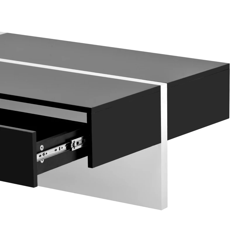 Contemporary Rectangle Coffee Table with Large Drawer, Modern High Gloss Surface, 45" L x 25.5" W x 13.5" H, Black
