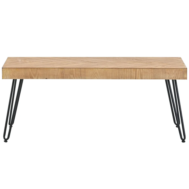Modern Wood Coffee Table with Metal Chevron Pattern Legs, Cocktail Table for Living Room, Easy Assembly, 43" L x 19.5" W x 18" H, Natural