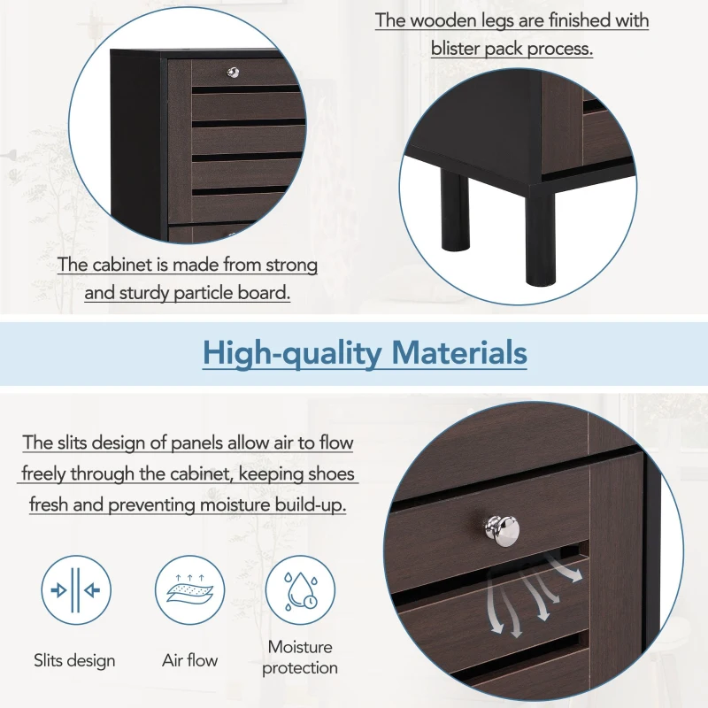 Minimalist Slim Shoe Cabinet with Hanging Hooks, 3 Flip Drawers, Adjustable Shelves, and Large Storage Capacity, 31.5" L x 9.5" W x 48" H, Black