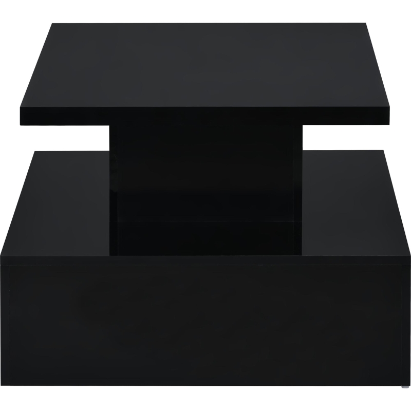 Modern Industrial Design Coffee Table with LED Lighting, 16 Colors with Remote Control, Easy Assembly, 47" L x 23.5" W x 18" H, Black