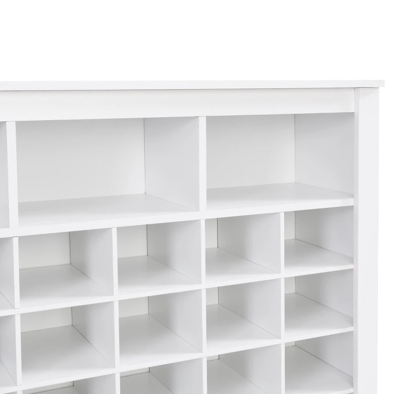 Sleek Design 24-Cubby Shoe Cabinet, Modern Shoe Cabinet with Curved Base, Versatile Sideboard, 45.5" L x 13" W x 35" H, White
