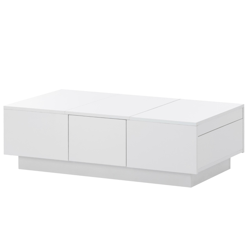 Coffee Table with Hidden Storage, Extendable Cocktail Table with Drawers, Sliding Top for Living Room, 39.5" L x 22" W x 12.5" H, White