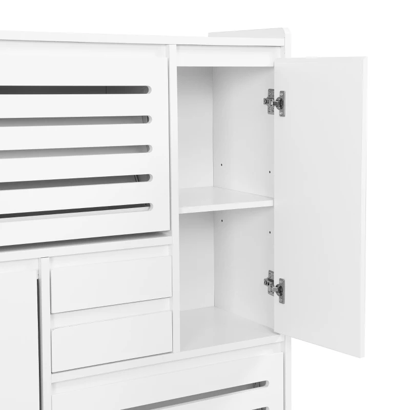 Vinsetto Multi-Functional Shoe Cabinet with Wall Cabinet, Space-Saving Design, 2 Flip Drawers, Versatile Side Cabinet for Hallway, White