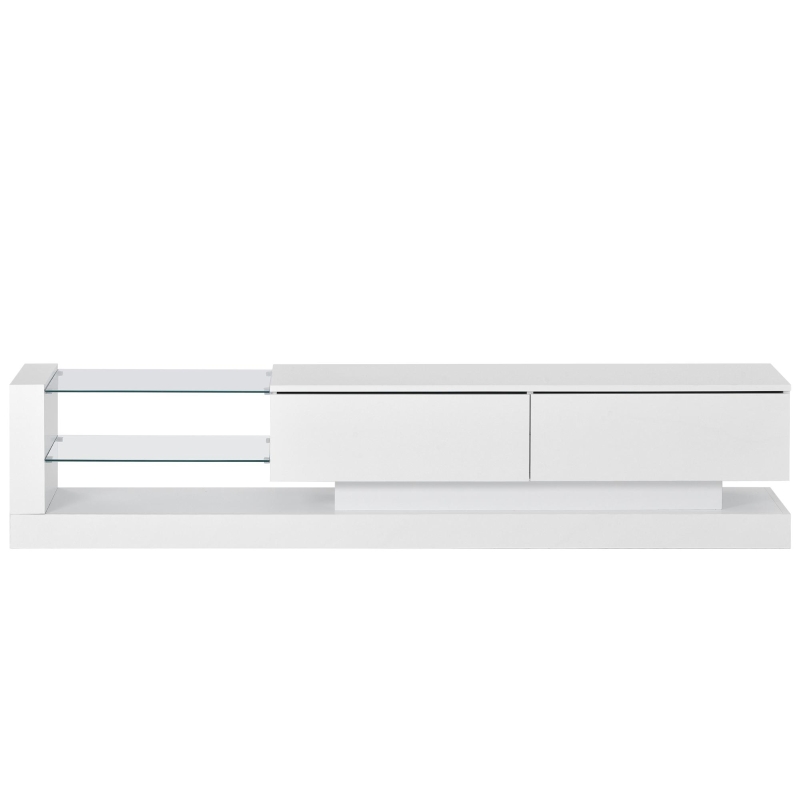 Vinsetto 71" TV Stand for 75" TV with Media Storage Cabinets, 16-Color RGB LED Lights, Modern High Gloss Entertainment Center, White