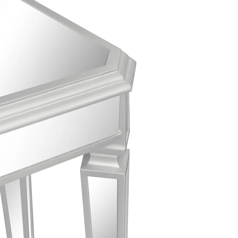 Modern Glass Mirrored End Side Table, Versatile Design with Adjustable Legs, Sleek Corner Table for Living Room or Bedroom, Silve