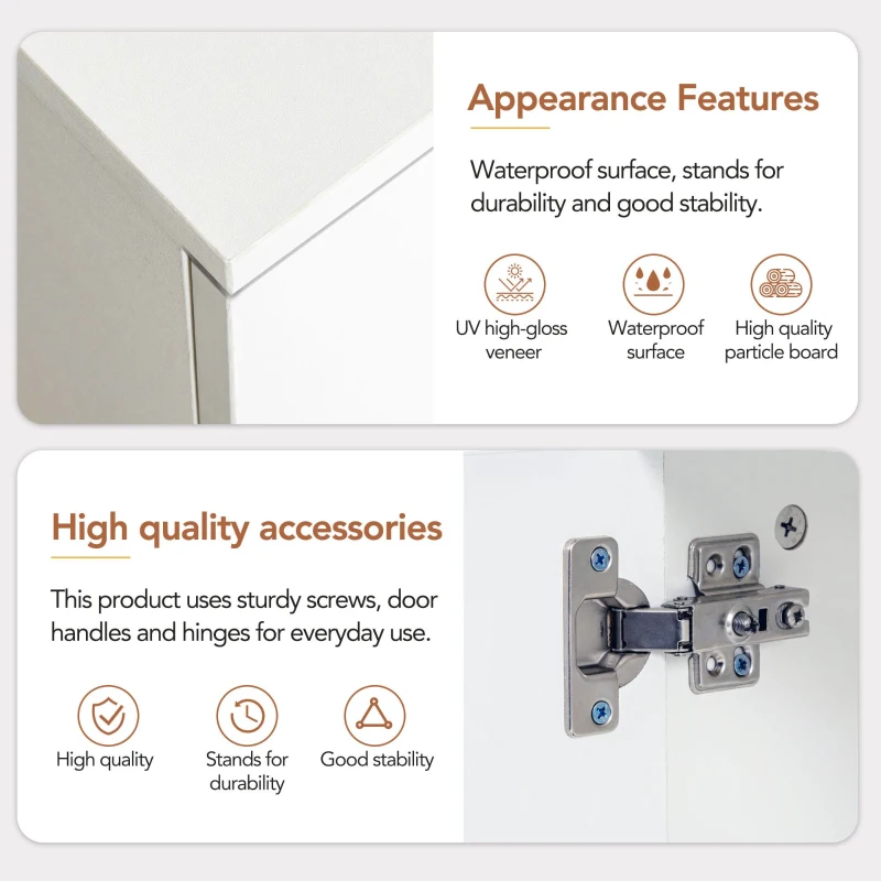 Vinsetto 82.5" Minimalist TV Stand for 90+" TV with Color Changing LED Lights, High Gloss Finish, Modern Entertainment Center, White