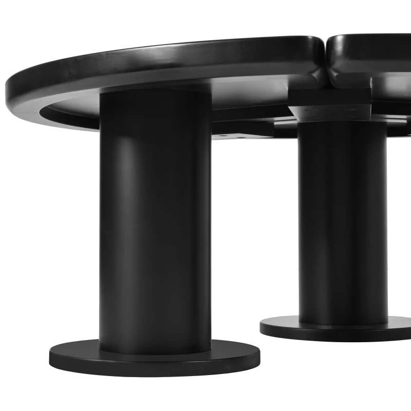 Round Petal-Shaped Coffee Table with Thick Legs and Sleek Edges, Minimalist Design, 39.5" Diameter, Easy Assembly, Black