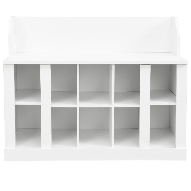 Shoe Cabinet Storage with Shelves and 4 Hooks, Elegant Hall Tree with Wall Mounted Coat Rack, Entryway Organizer for Hallway, Mudroom, White