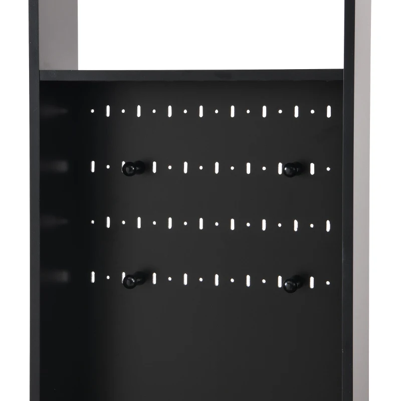 Contemporary Hall Tree with Cushioned Storage Bench, Multifunctional Coat Rack Stand, with Pegboard and 4 Hooks, 39.5" L x 12" W x 71" H, Black