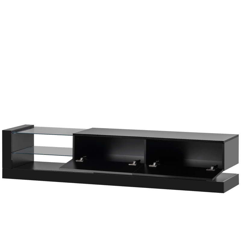 Vinsetto 71" TV Stand for 75" TV with Media Storage Cabinets, 16-Color RGB LED Lights, Modern High Gloss Entertainment Center, Black
