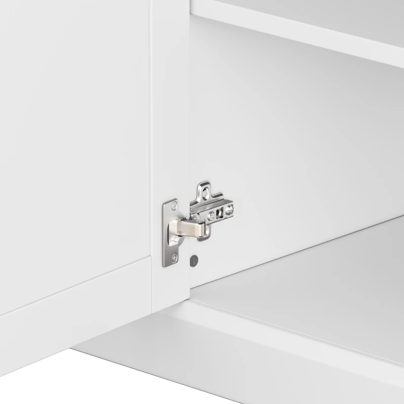 Minimalist Storage TV Stand for TVs Up to 75" with Adjustable Shelves, Entertainment Wall Unit Set for Living Room, 103" L x 15" W x 77" H, White