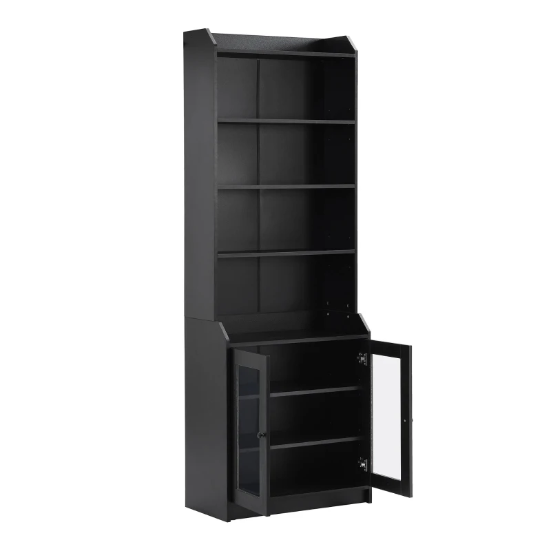 Vinsetto Elegant Tall Cabinet with Acrylic Door, Adjustable Shelves, and Graceful Curves, 27.5" L x 14.5" W x 78.5" H, Black
