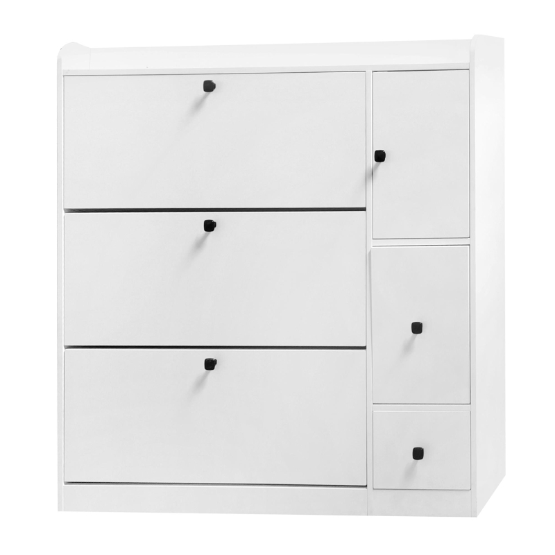 Vinsetto Versatile Shoe Cabinet with 3 Flip Drawers, Pull-Down Seat, and Adjustable Shelves, 47" L x 9.5" W x 47.5" H, White