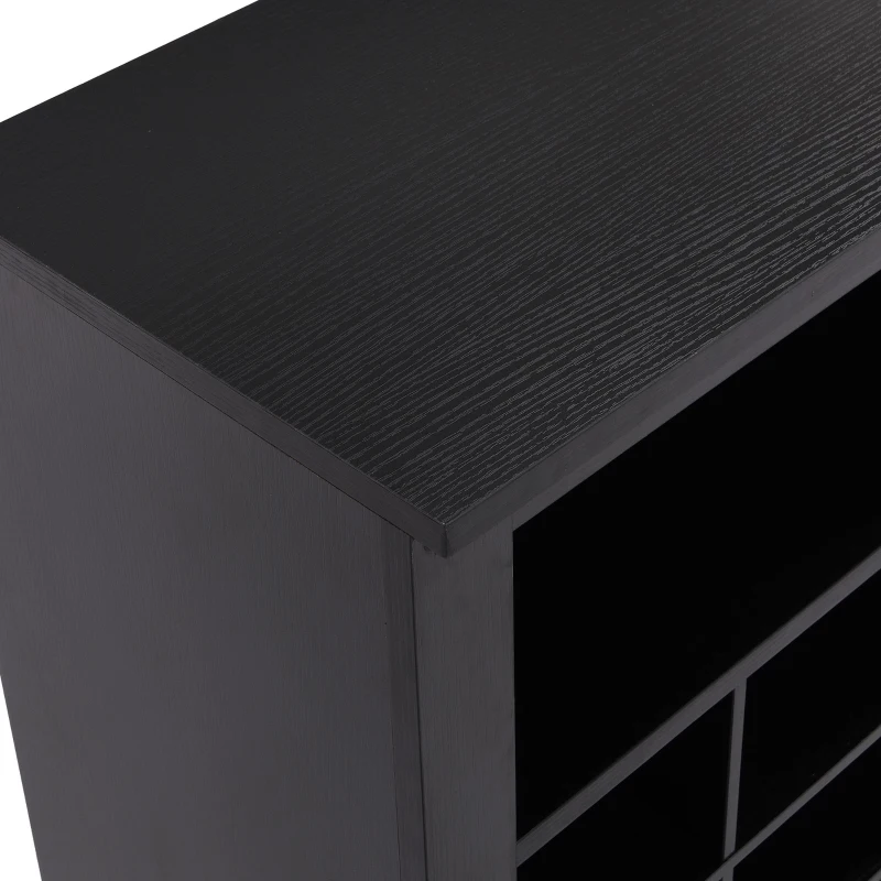Modern 24-Cubby Shoe Cabinet, Sleek Design with Curved Base, Versatile Sideboard for Hallway, Bedroom, Living Room, Black