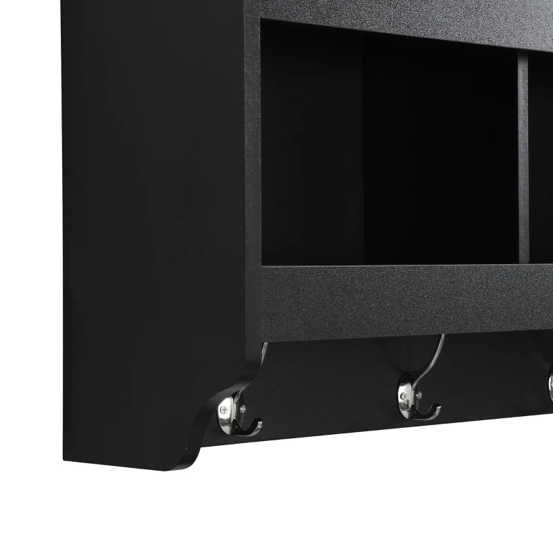 Vinsetto 4-in-1 Wide Storage Hall Tree with Bench and Shoe Cubbies, Multi-functional Entryway Coat Rack, 82.5" L x 15.5" W x 78.5" H, Black