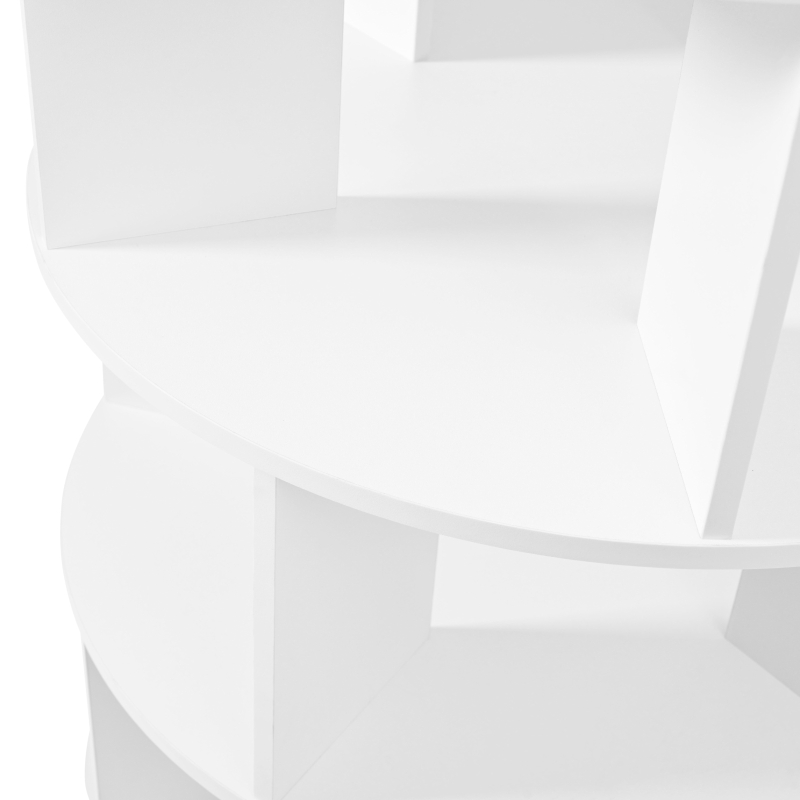 360° Spinning Shoe Cabinet with 5 Grids Per Layer, Adjustable 7-Tier Rotating Shoe Rack Tower, for Living Room, 23.5" L x 23.5" W x 65" H, White