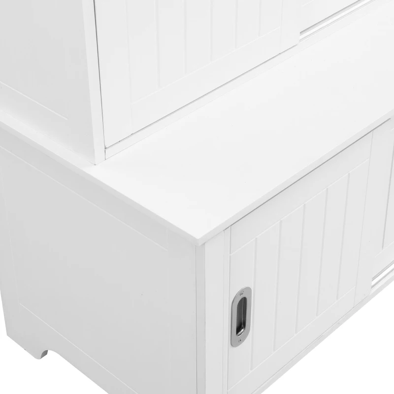 Vinsetto Multifunctional Hall Tree with Storage Bench, Hallway Shoe Cabinet with Shelves, Mudroom Coat Storage with Hanging Hooks for Entryways, White