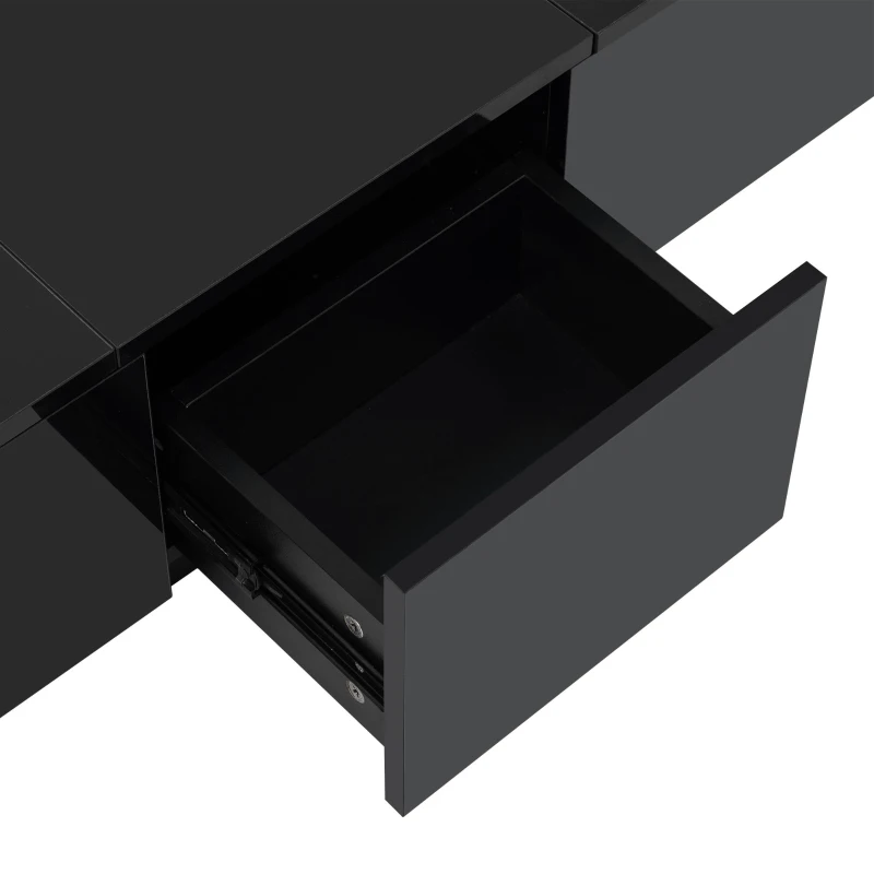 Vinsetto Coffee Table with Hidden Storage, Extendable Cocktail Table with Drawers, Sliding Top for Living Room, 39.5" L x 22" W x 12.5" H, Black