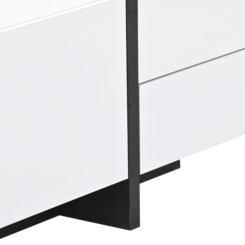 Vinsetto Modern TV Stand Console Table with High Gloss UV Surface, Contemporary TV Stand for TVs Up to 80", 2 Drawers and 3 Cabinets, White
