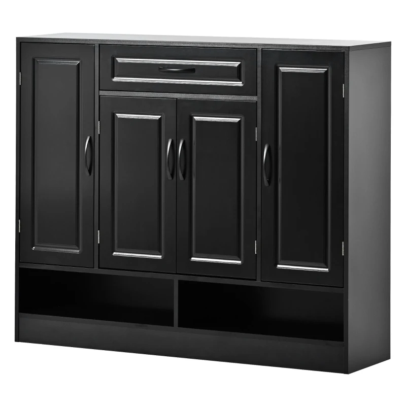 Vinsetto Sleek and Modern Shoe Cabinet with Adjustable Shelves, Minimalist Shoe Storage Organizer, Space-Saving Design, 47.5" L x 12" W x 39.5" H, Black