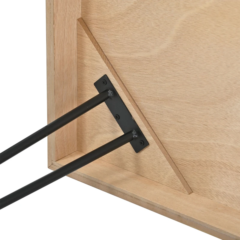 Modern Wood Coffee Table with Metal Chevron Pattern Legs, Cocktail Table for Living Room, Easy Assembly, 43" L x 19.5" W x 18" H, Natural