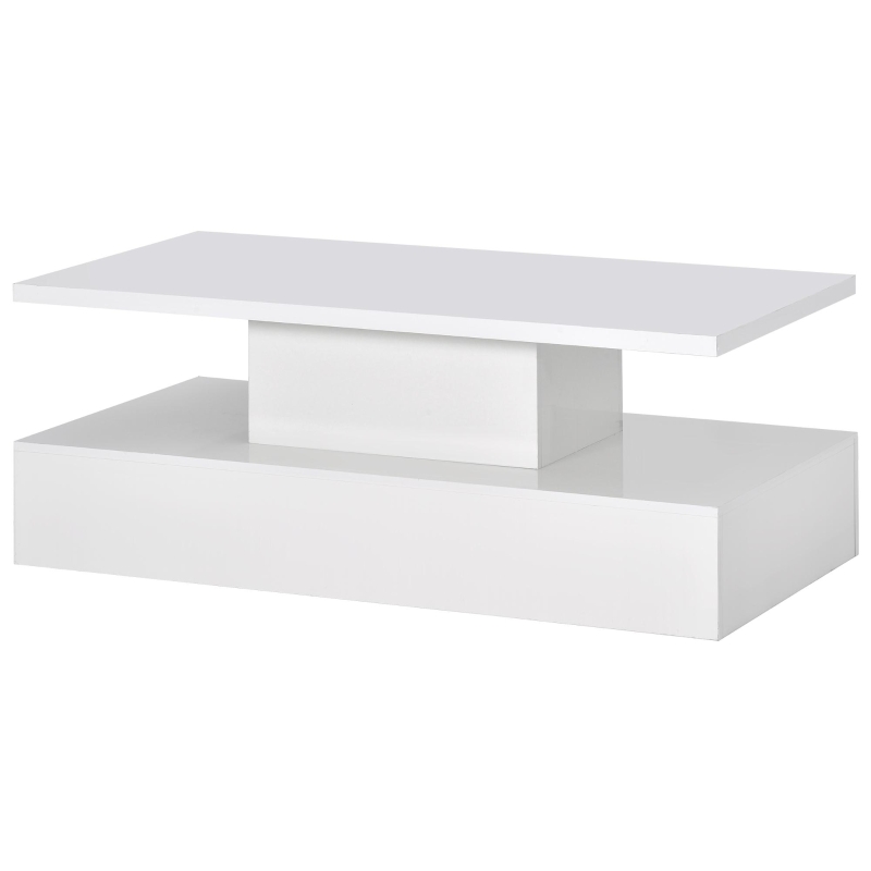 Vinsetto Modern Industrial Design Coffee Table with LED Lighting, 16 Colors with Remote Control, Easy Assembly, 47" L x 23.5" W x 18" H, White
