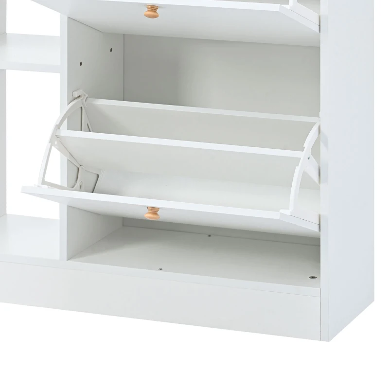 Vinsetto Modern Shoe Cabinet with 4 Flip Drawers, 2-Tier Shoe Storage Organizer, Shoe Rack for Entrance Hallway, 50.5" L x 9.5" W x 42.5" H, White