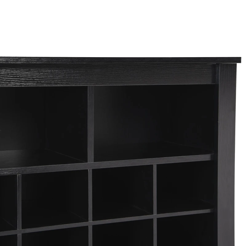 Modern 24-Cubby Shoe Cabinet, Sleek Design with Curved Base, Versatile Sideboard for Hallway, Bedroom, Living Room, Black