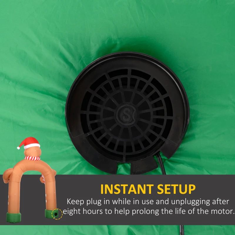 Outsunny 9.2' Inflatable Gingerbread Man Arch w/ White LED Lights, Blow-Up Outdoor Display for Party