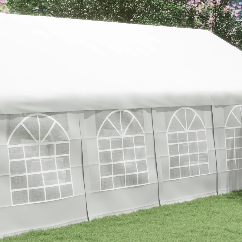 Outsunny 32x16 Outdoor Canopy Tent Heavy Duty Carport Tent with Cathedral Window Design for Party & Wedding, Removable Sidewalls, White