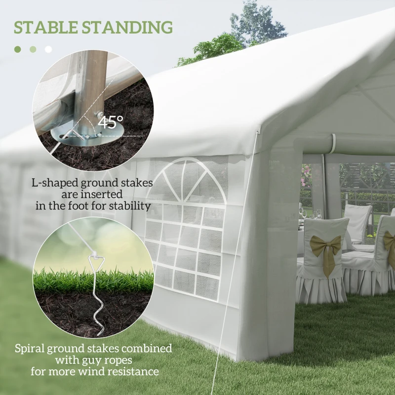 Outsunny 32x16 Outdoor Canopy Tent Heavy Duty Carport Tent with Cathedral Window Design for Party & Wedding, Removable Sidewalls, White