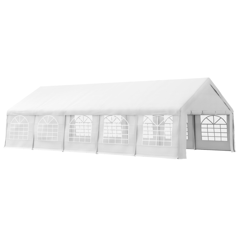 Outsunny 32x16 Outdoor Canopy Tent with Windows, White | Aosom.com