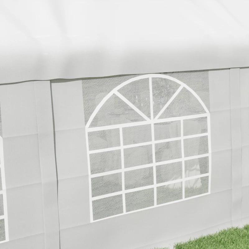 Outsunny 32x16 Outdoor Canopy Tent Heavy Duty Carport Tent with Cathedral Window Design for Party & Wedding, Removable Sidewalls, White
